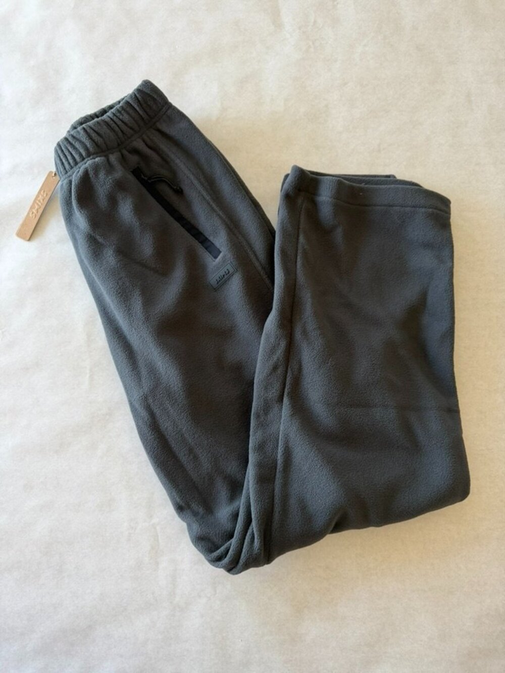 SKIMS Fleece Lounge Straight Leg Pants Grey Ash Sz S NWT